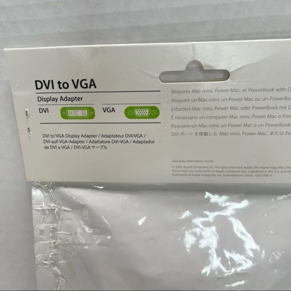 Apple DVI to VGA Display Adapter Cable M8754G/A Genuine New in Package White